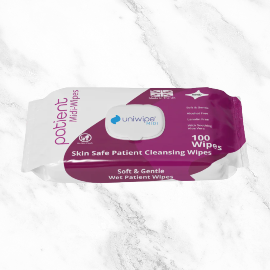 Uniwipe Skin Safe Patient Midi-Wipes - Pack of 100 wipes