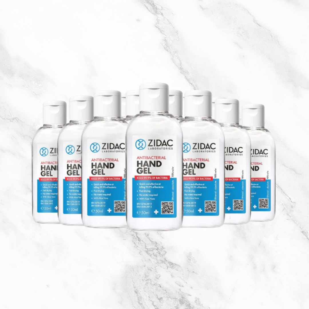 Zidac 70% Antibacterial Hand Gel 50ml Bottle - Pack of 10
