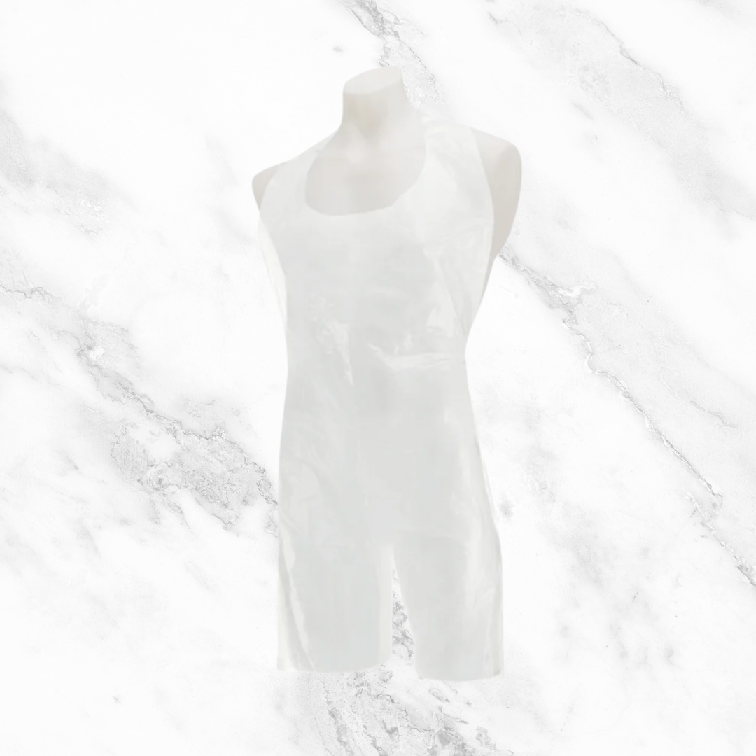 Disposable White Aprons 16mu - Flat Pack of 100 - Case of 10