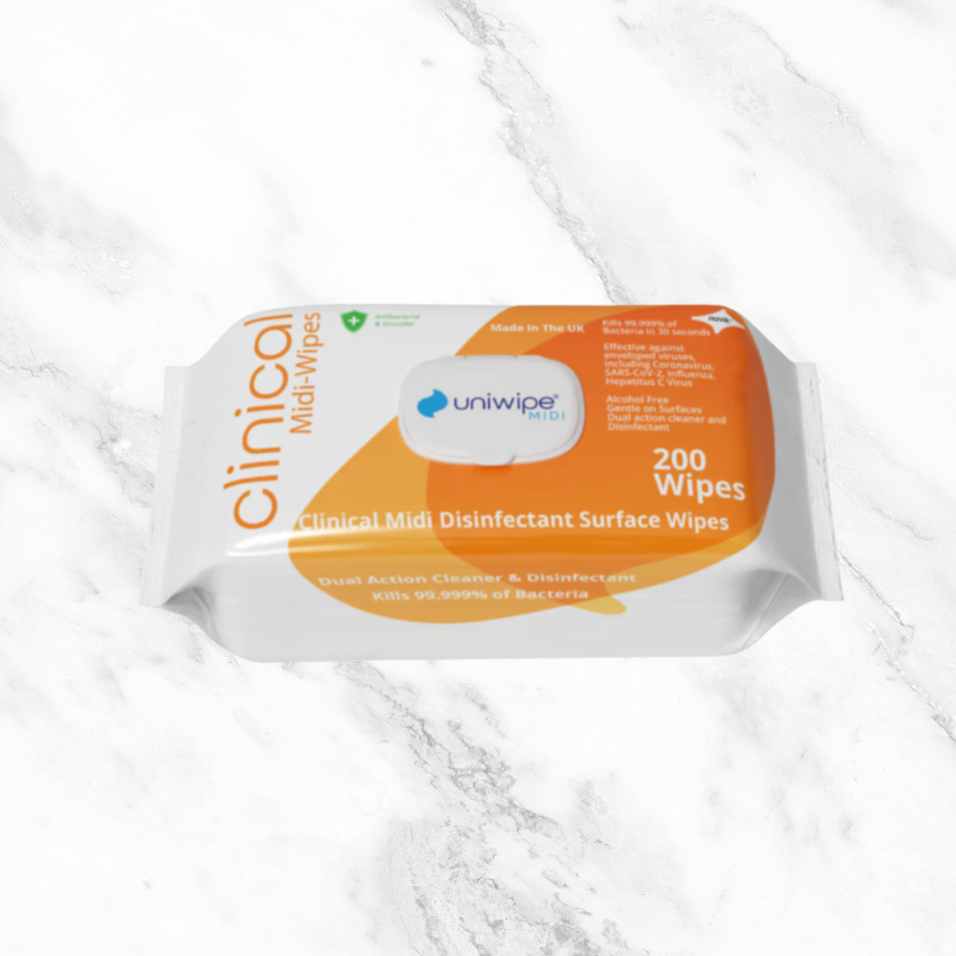 Uniwipe Clinical Disinfectant Midi-Wipes - Pack of 200 wipes