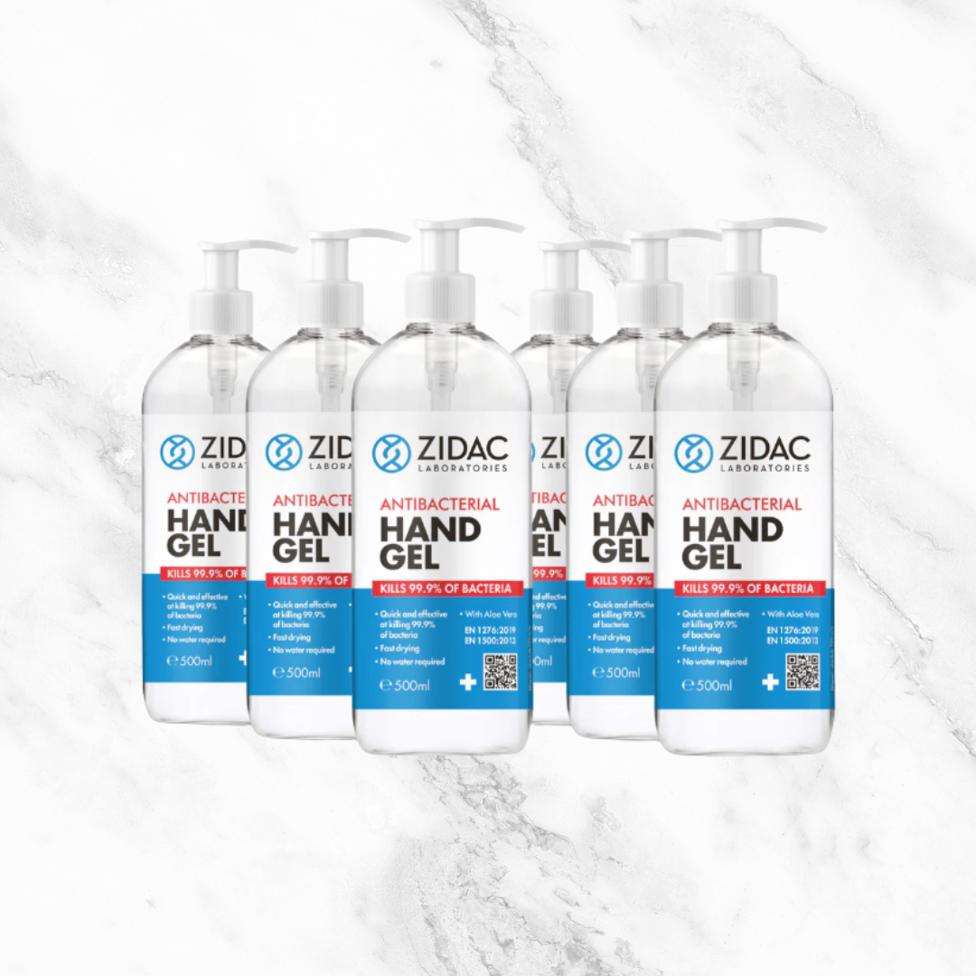 Zidac Antibacterial Hand Gel 500ML With Pump - Pack of 6