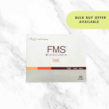 FMS 32G Fine Micro Syringe 32G 8mm 1ml - Pk 100