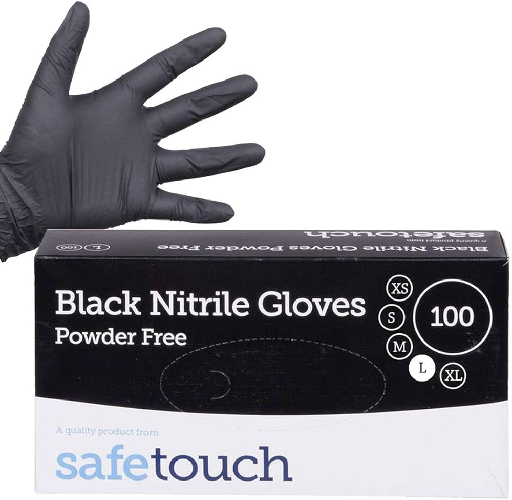 Safe Touch 4.5g Black Nitrile Gloves - 100 - Large