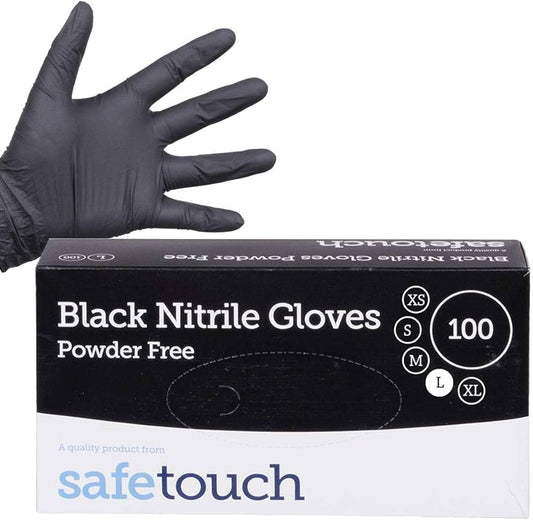Safe Touch 4.5g Black Nitrile Gloves - 100 - Large