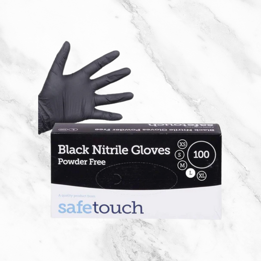 Safe Touch 4.5g Black Nitrile Gloves - Box 100 - Medium